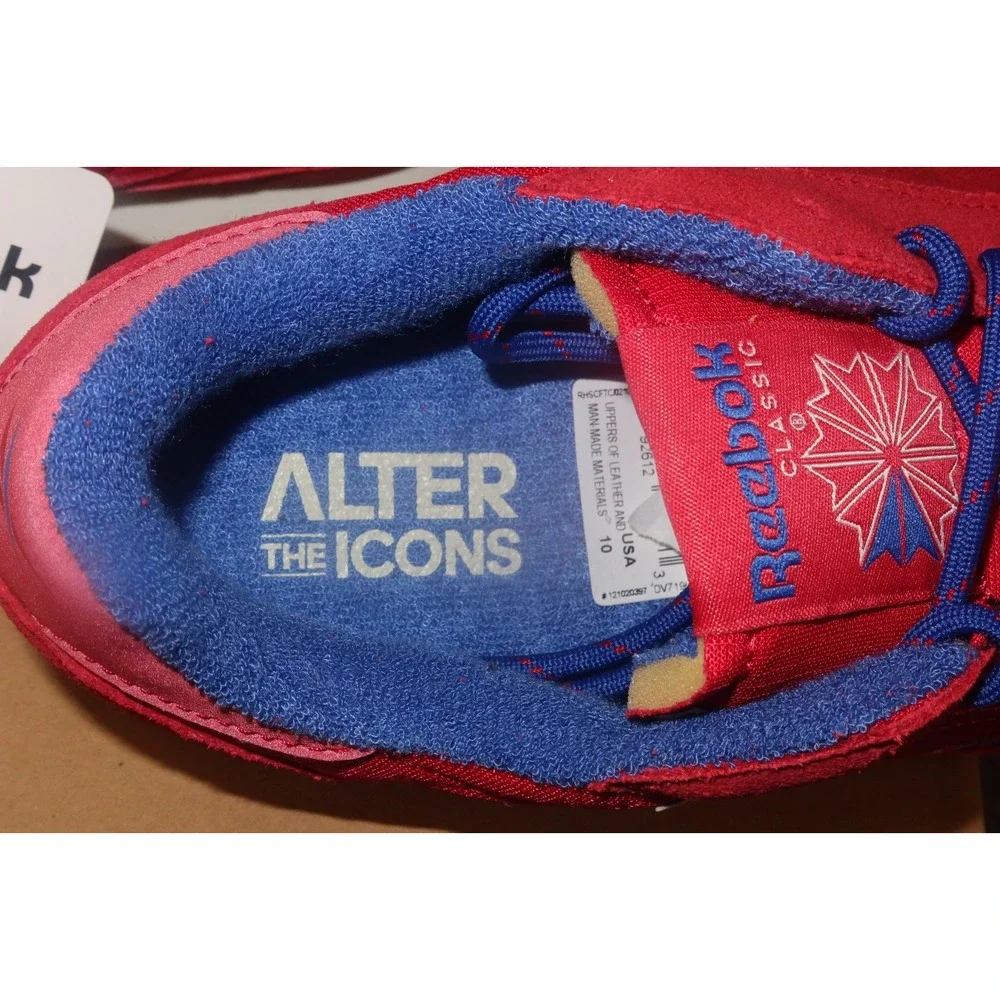 Reebok Classic Icon Suede Leather Ripple Red Blue Unisex 10 New- limited edition